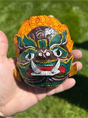 Handmade Thai Yaksha Demon Wall Mask Khon Mask Temple Guardian Demon Paper Mache